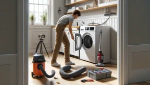 Man cleaning a dryer vent